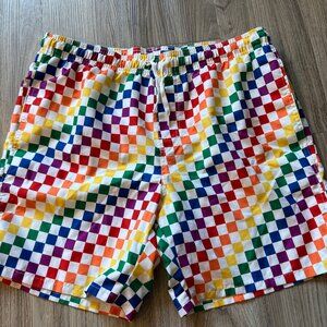 Men's Old Navy rainbow checker swim shorts